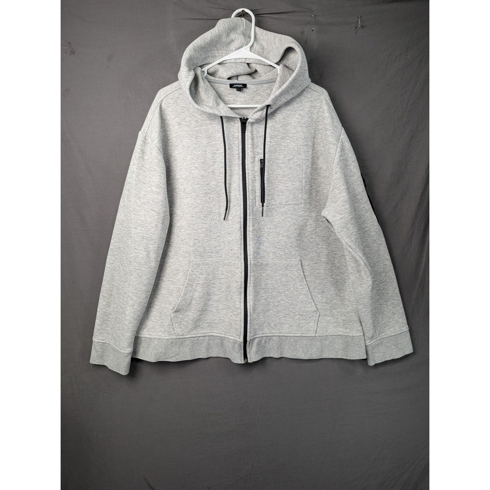 Express Everyday Performance Mens Full Zip Hoodie Gray XL 005321504